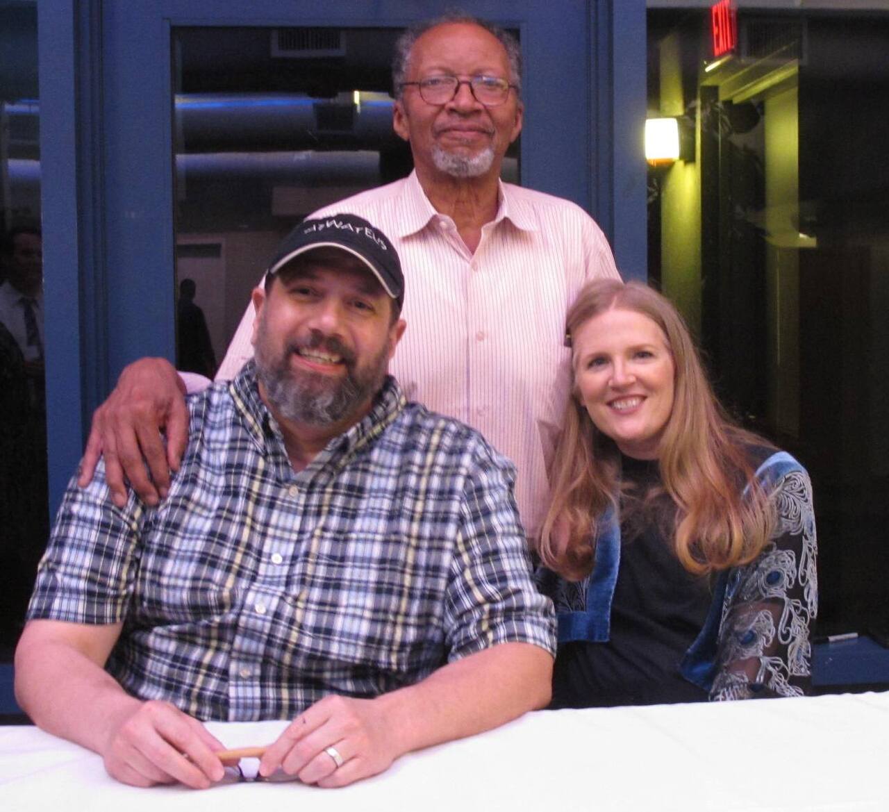 James Proimos, Walter Dean Myers, and Suzanne Collins at the Scholastic event in 2013